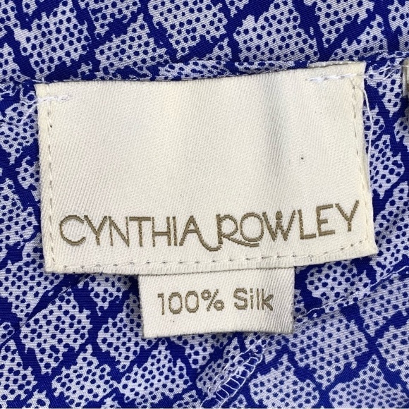 Small NEW Silk Cynthia Rowley Blue White Sleeveless Blouse Lightweight Boho - Picture 6 of 11